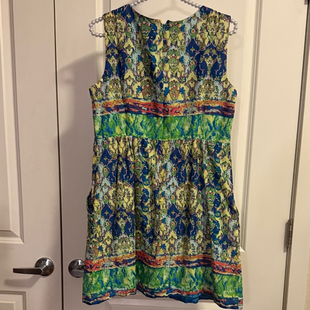 EUC Rabbit Rabbit Rabbit Colorful Sleeveless Dress Button Detail Size 8 Petite - Picture 4 of 5